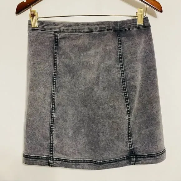 Free People Womens Gray This Way Or That Zip Up Denim Mini Skirt Size 6 - Picture 2 of 4